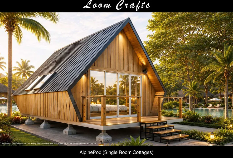 AlpinePod prefab pod home installed at a resort site