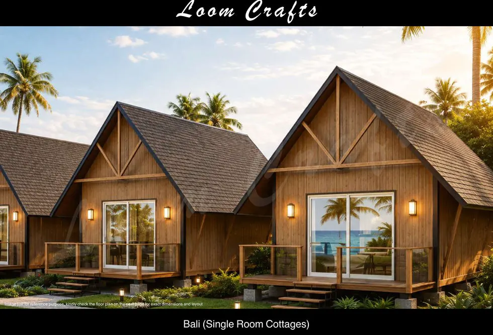 Bali prefab modular cottage installed at an Indian resort