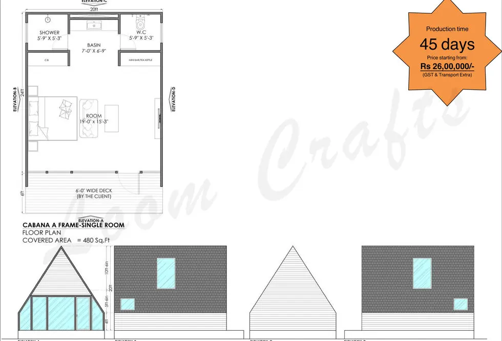 Cabana A prefab cottage glazing and verandah detail