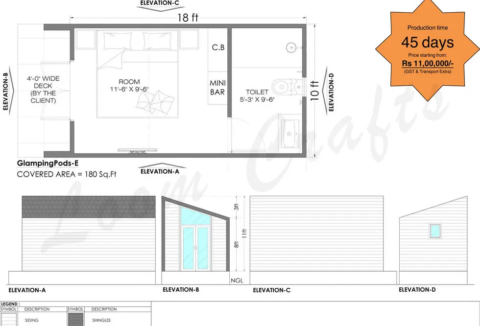 Glamping Pod E prefab pod envelope detail
