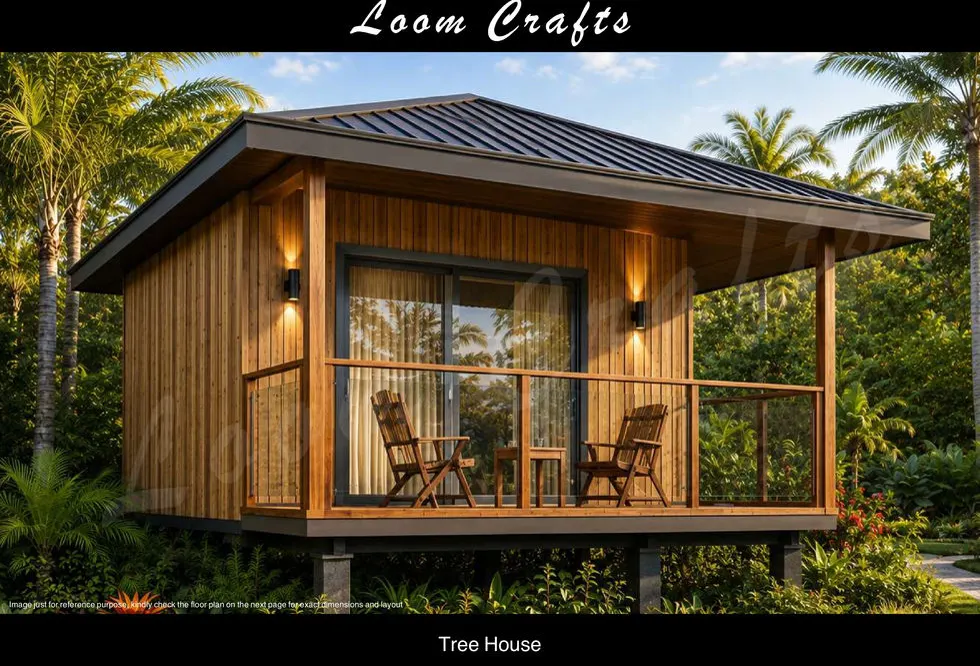 Tree House prefab cottage installed among trees in India